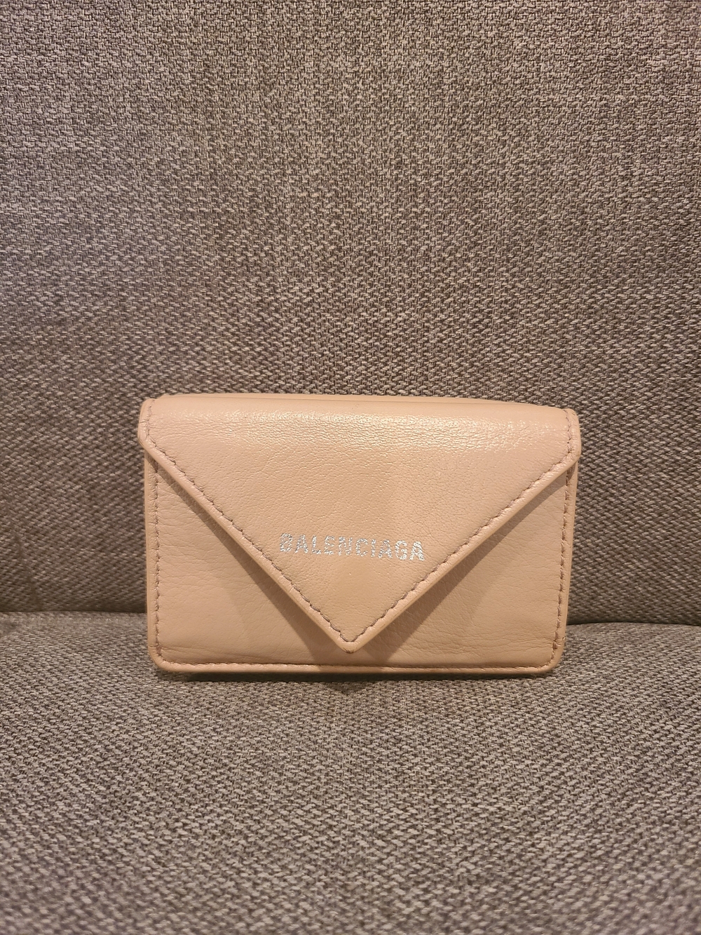 Balenciaga Papier Mini Wallet in beige calfskin leather